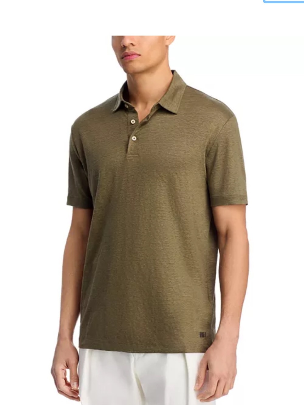 Hugo Boss Men's Olive Green Short-Sleeve Polo Shirt 100% linen